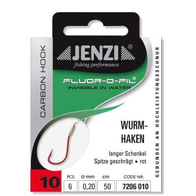 JENZI Wurmhaken Gebunden an Fluor Carbon Gr.10 0