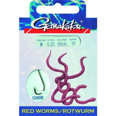 GAMAKATSU HOOK BKS-5260R RED WORM 45 CM Gr.8 Zielfischhaken