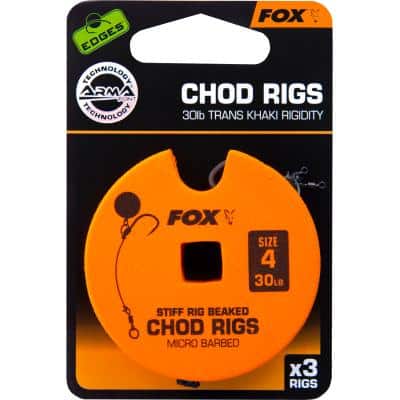 FOX Edge Armapoint stiff rig beaked Chod rigs x 3 30lb sz4 STD