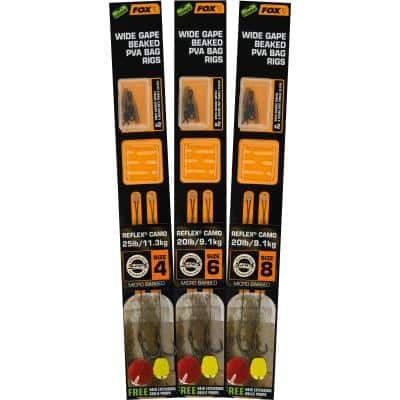 Fox Edges Wide Gape Beaked PVA Ready Rigs - 20lb size 6