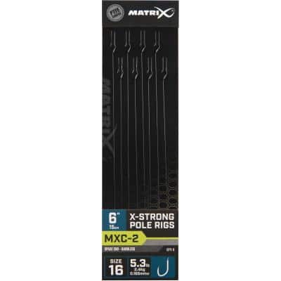 Matrix Mxc-2 Size 16 Barbless 0.165mm 6" 15cm X-Strong Pole Rig 8Pcs