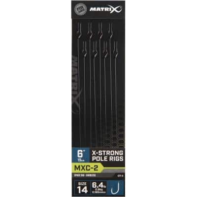Matrix Mxc-2 Size 14 Barbless 0.18mm 6" 15cm X-Strong Pole Rig 8Pcs