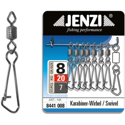 JENZI Sicherheits-Tönnchen-Karabiner Wirbel Black-Nickel Größe: 8 bis 20kg